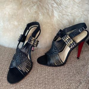 Black Leather & Metal Studded Shoes